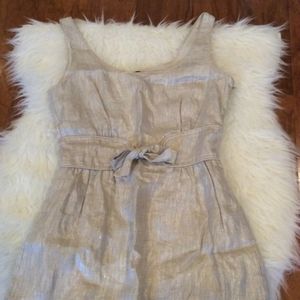 METALLIC LINEN J. CREW TIE FRONT DRESS SIZE 0          c